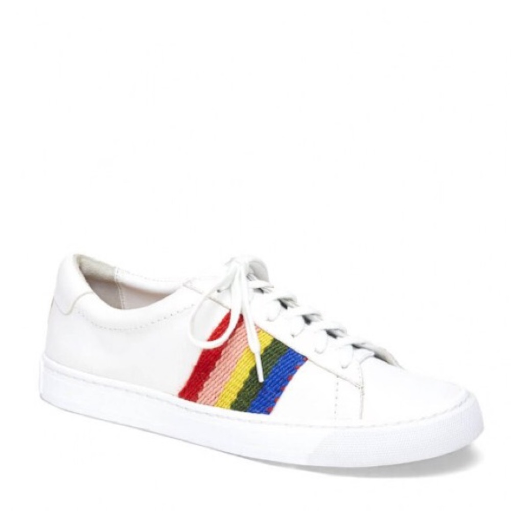 Brand New Leather Hand Woven Rainbow Sneakers